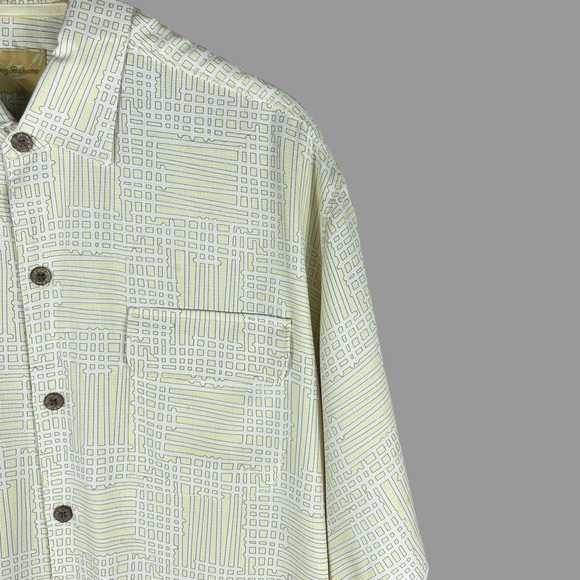 Tommy Bahama 100% Slk Retro Geometric Print Short Sleeve Camp Shirt Size Large - Picture 5 of 14